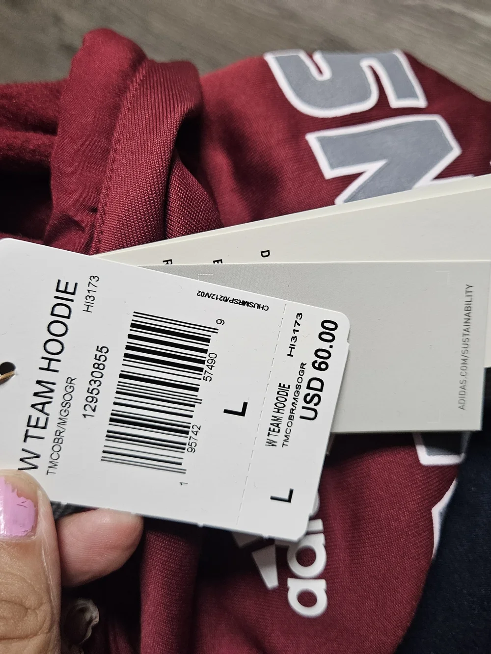 adidas Maroon Stevens Athletics Crewneck Hoodie with Gray Trim